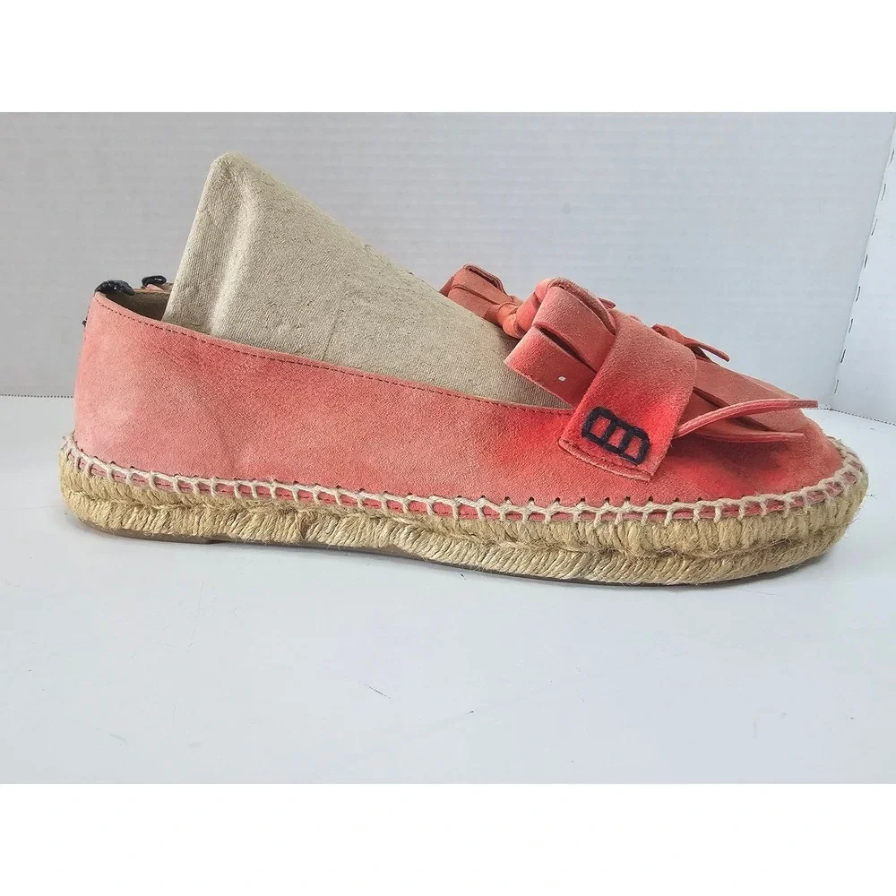 Boden Red-Orange‎ Suede Preppy Tassel Loafer Espadrille Flats SZ 39/8.5